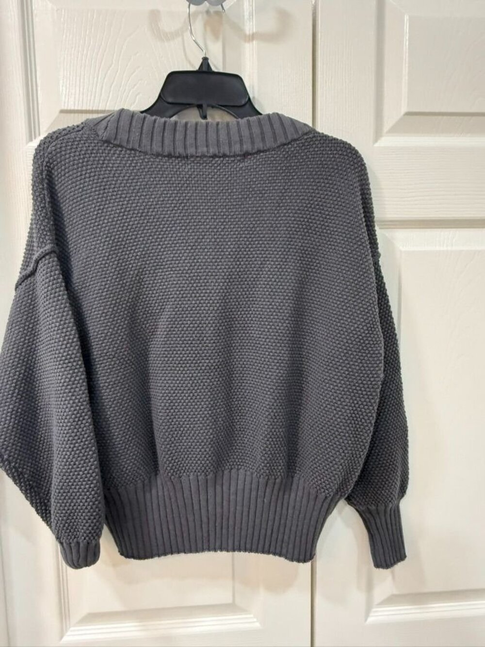 Free People VGUC Hailee Beach Cardi Waffle Knit Button Set in Gray S/P - Picture 3 of 10